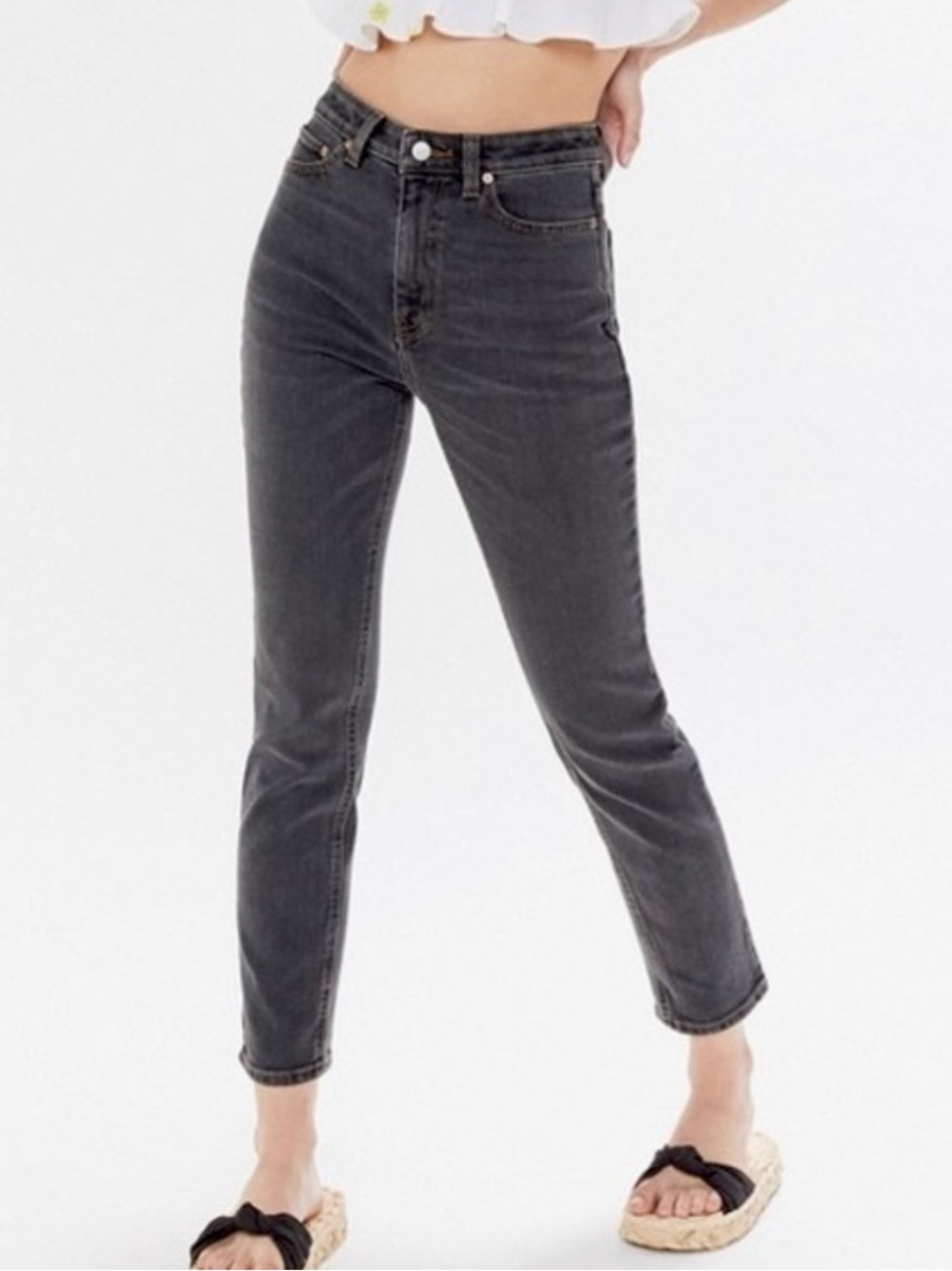 Urban Outfitters | BDG Girlfriend High Rise Washed Black Skinny Jeans 32 Waist